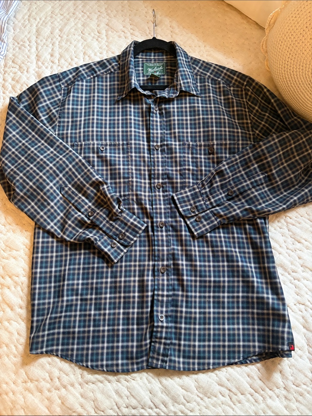 Woolrich blue Plaid button-down- Large